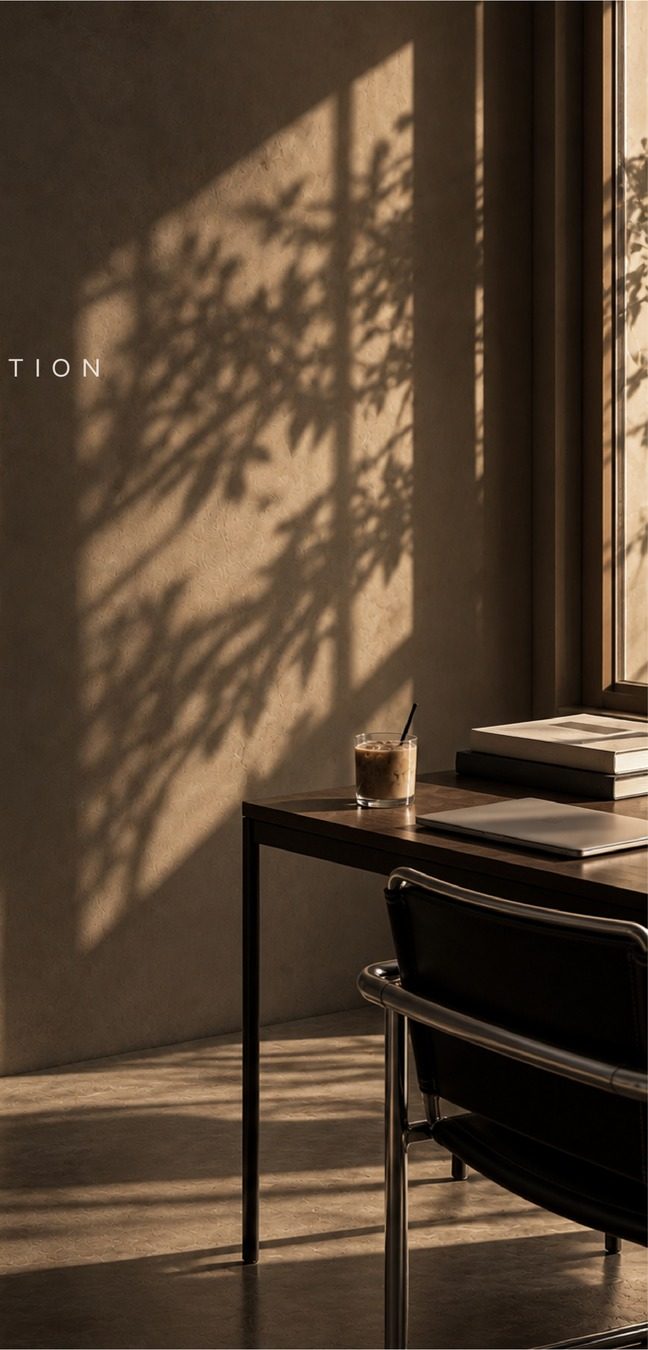 Studio interior in afternoon light